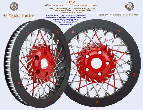 40 spoke pulley black with red star