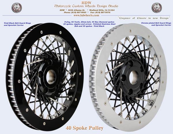 40 spoke pulley black and chrome