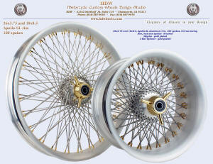 26x3.75 and 18x8.5, Apollo-SL, S-Cross, Brushed, Gold plated nipples and 3-Bar spinner