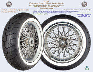 17x6.25, Apollo-SL, Cross-Radial, New Diamond, Chrome, Custom 200/55-17 white wall tire