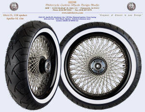 18x4.25, Apollo-SL, New Diamond, Vivid Black, Custom 160/60-18 white wall tire