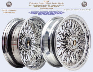 18x8.0, Aluminum rim, Cross-Radial, New Diamond radial spokes, Chrome, Vivid Black, For Trike