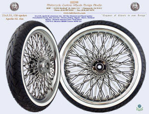 21x3.25, Apollo-SL, Cross-Radial, New Diamond radial spokes, Chrome, Vivid Black, Custom white wall tire