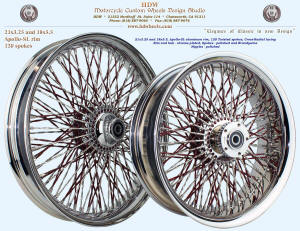 21x3.25 and 18x5.5, Apollo-SL, Cross-Radial, Twisted spokes, Chrome and Brandywine