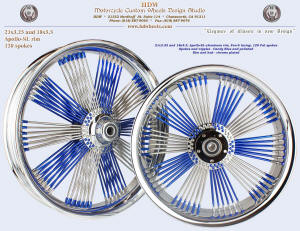 21x3.25 and 18x5.5, Apollo-SL, Fan-6, Fat spokes, Chrome and Candy Blue