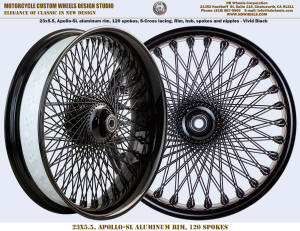 23x5.5 wheel 120 spokes black Harley motorcycle