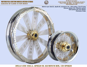 30x4.0 and 16x5.5 Apollo-SL Fan-6 chrome and gold Perimeter brake