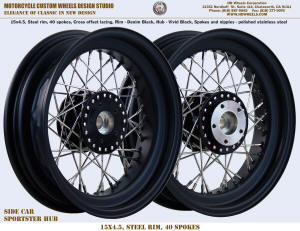 15x4.5 steel rim 40 spokes black side car wheel