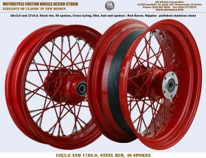 16x3 and 17x6 40 spoke wheel Red