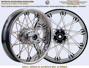 16x3.5 Apollo-SL 40 spoke wheel S-Cross design Harley chrome