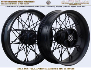 17x3.5 and 17x5.5 wheel for Indian Scout 40 Fat S-Cross Black