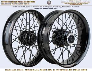 18x3.5 and 18x5.5 Black 40 Fat spokes wheels for Indian Scout
