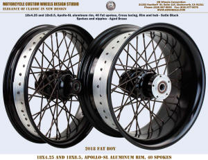 40 40 spoke wheels for 2018 Fat Boy Black and Aged Brass