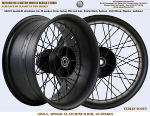 18x8.5 240 tire Indian Scout 40 spoke wheel black