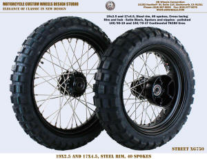 19x2.5 and 17x4.5 40 spoke wheel Street XG750 Black