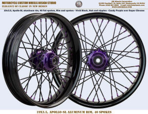 19x3.5 40 fat spoke wheel black and purple Harley Indian