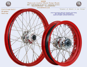 21x2.15 and 16x3.5 steel rim, red Baron and chrome