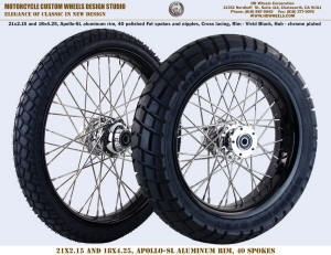 21x2.15 and 18x4.25 Apollo-SL 40 spokes Black and chrome Enduro tires