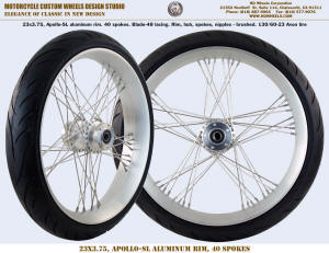 23x3.75, Apollo-SL 40 spokes Blade-48 Brushed with tire