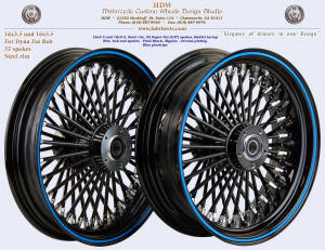 16x3.5 aand 16x5.5 52 Super Fat wheel black and blue