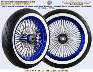 18x4.25 52 Super Fat spokes Radial Candy Blue