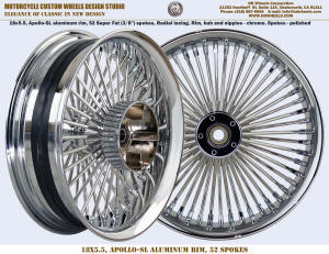 18x5.5 wheel Super Fat spokes radial chrome touring