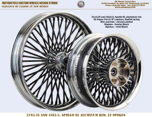 21x3.25 and 16x5.5 52 Super Fat spoke Radial wheel Touring chrome