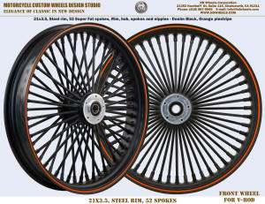 21x3.5 Super Fat 52 spokes radial black V-rod Harley