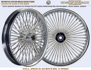 21x3.5 Harley 52 Super Fat spokes smoouth profile radial wheel chrome