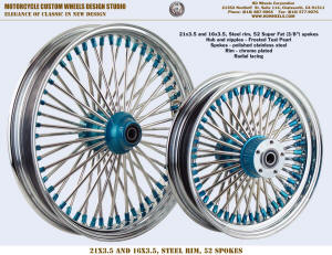 21x3.5 and 16x3.5, 52 Super Fat, Radial Chrome and Frosted Teal Pearl