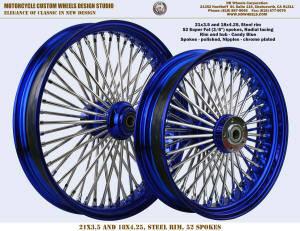 21x3.5 and 18x4.25 Super fat radial spoke wheel Candy Blue
