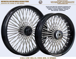 21x3.5 and 18x4.25 Apollo-Sl smooth rim 52 super fat radial wheel Harley