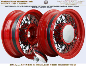 15x6 aluminum red wheel for trike fat spokes