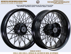 16x3.5 and 16x5.5 Indian Scout 60 spoke black wheel