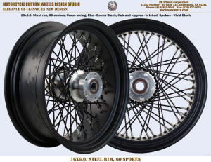 16x6 60 spoke motorcycle wheel black