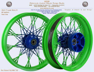 18x2.75 and 18x4.25 Sun rim S-Cross-Radial Twistes fade Bright Green and Blue Street XG500 / 750