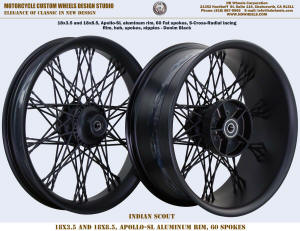 18x3.5 and 18x8.5 60 Fat s-cross radial lacing black spokes Indian Scout