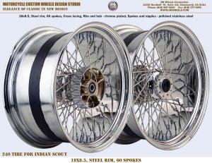 18x8.5 wheel for Indian Scout 240 tire steel rim chrome