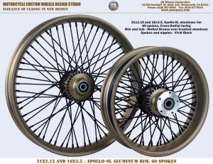 21x2.15 and 16x3.5 Cross-Radial 60 spokes Melted Bronze black Harley wheel