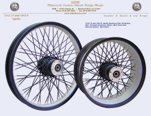 21x2.15 and 18x5.5, Apollo, Two tone rim, Black and Brushed with Matte Clear coat, Blue pinstripe