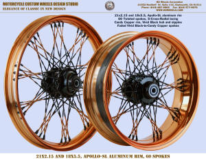 21x2.15 and 18x5.5 Apollo-SL, S-Cross-Radial, Twisted faded spokes, Candy Copper, Vivid Black