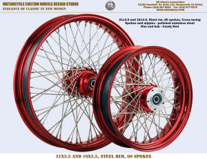 21x3.5 and 16x3.5 Harley wheel 60 spokes Candy Red