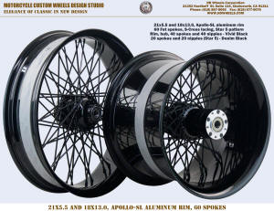 21x5.5 and 18x13 60 Fat spoke wheel black Harley