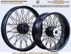 23x3.75 and 18x8.5 60 spoke wheel smooth Midnight Blue and Denim Black