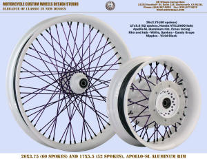 26x3.75 and 17x5.5 Honda VTX1500 white purple grape spoke wheels