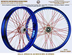 30x4.0 Apollo-SL 60 spokes Candy Blue, White and Red Baron 2018 Indian Chief