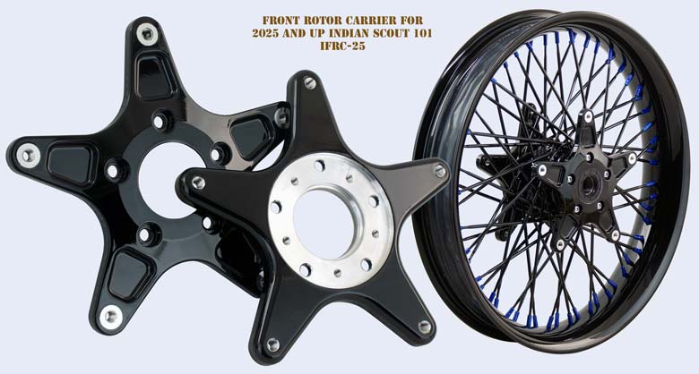 Custom wheel and rotor carrier for Indian Scout 101