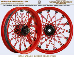 18x3.5 Harley wheel 60 Twisted spokes S-Cross Red and black