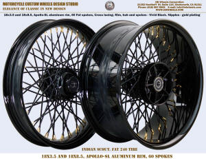 Indian Scout 60 Fat spoke wheel 240 tire Black and gold plating